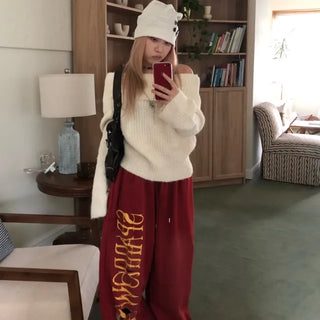 vertical lettering damage sweatpants