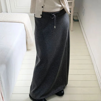 Elastic Waist Maxi Long Skirt