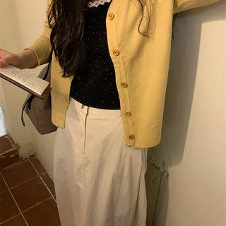Yourly Soft Button V-Neck Knit Cardigan