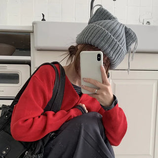 cat knit beanie