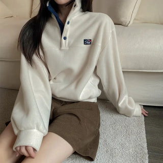 Wish Fleece Snap Button Half Neck Sweatshirt