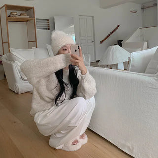 Cream Angora Beanie