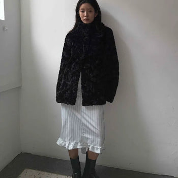Oversized Fur Collarless Jacket