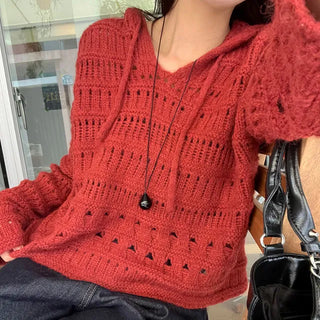 Brush Hooded Loose Fit Knit 3 Colors