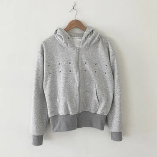 Studded zip-up hoodie