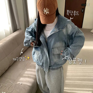 [Boxy Fit/Unisex] Washed Two-Pocket Jacket Jumper Zip-Up Hoodie
