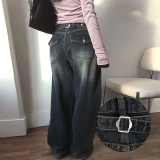 Rupelli Buckle Denim Wide Pants