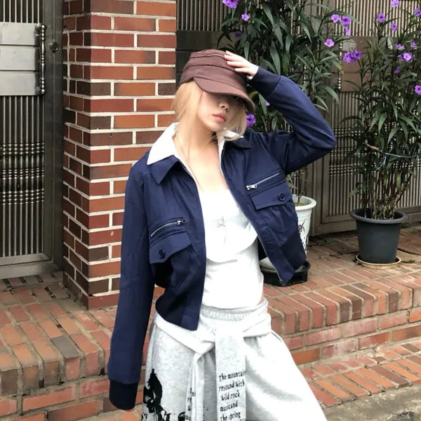 Pocket Collar Crop Jumper