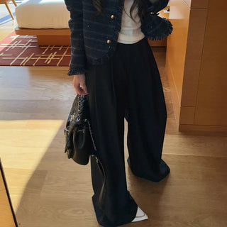Modern Two-Pintuck Binding Wide Slacks