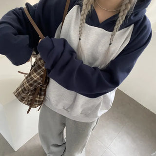 Two-Tone Oversized Hooded Sweatshirt