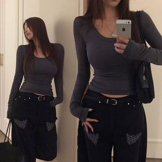 4S U-neck Long Sleeve T-shirt [Modal 37%]