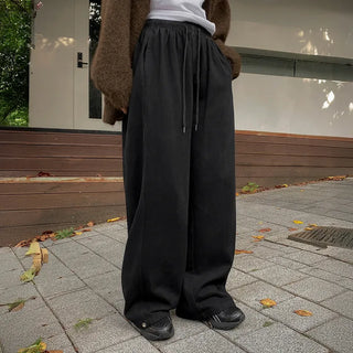 Furd Two-Way Cut Non-Stretch Elastic Waist Wide Pants