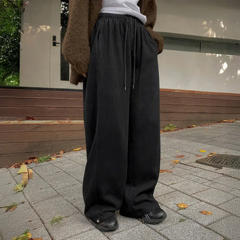Furd Two-Way Cut Non-Stretch Elastic Waist Wide Pants