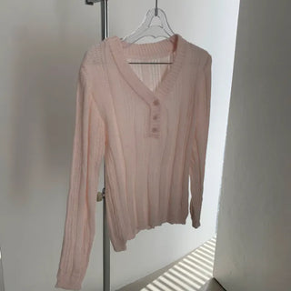 Fog Pink Button Knit