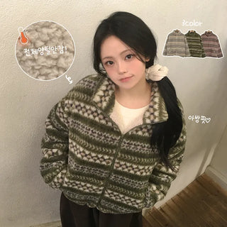 Cute Avant-garde Fit, Snowflake Nordic Jacquard High Neck Collar Drawstring, Fleece Sherpa Lining, Oversized Winter Sherpa Jumper