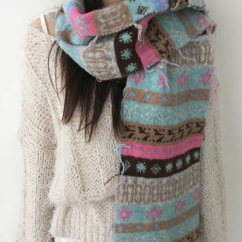 (3 colors) Mori Girl Muffler Vintage Bohemian Ethnic Nordic Scarf