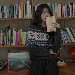 Winter Snow Flower Crop Knit Cardigan