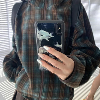 Init Brushed Fleece Check Zip-up Hoodie