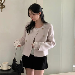 Damon Wool Double Button Short Handmade Coat
