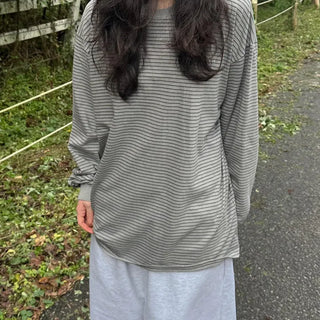 [UNISEX] Pigment Layered Striped Long Sleeve Tee