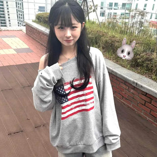 Minimalist Autumn American Flag Spring/Autumn Sweatshirt