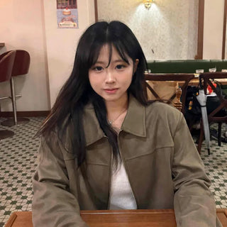 Simple Crop Plain Shirt Collar Jacket