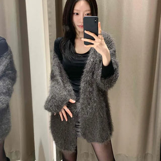 Basic Angora Plain Cardigan