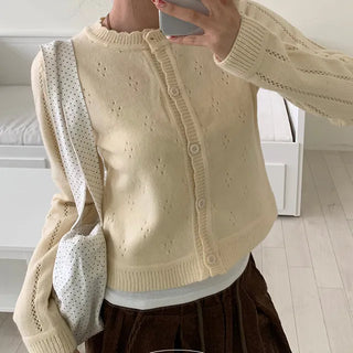 Ruri Punching Shirring Crop Cardigan
