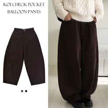 Koi Check Pocket Balloon Wide Pants