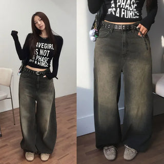 Tellit Washed Denim Wide Pants