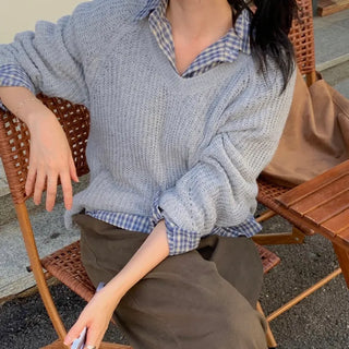 Laver Wool Alpaca Hazzi Loose Fit V-Neck Knit