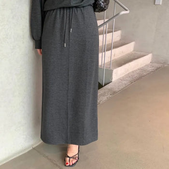 Teiti Back Slit Elastic Maxi Long Skirt