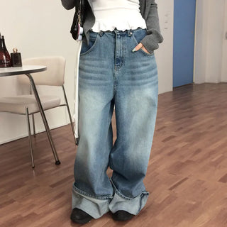 Metia Rolled-up Denim Wide Pants