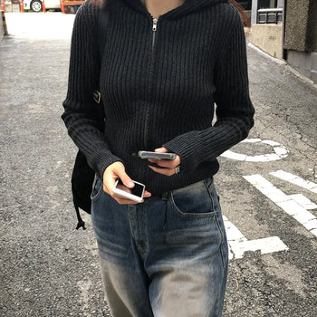 Wool Knit Zip-Up