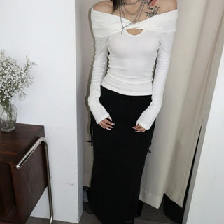 HOLE Twist Off-Shoulder Long Sleeve Tee