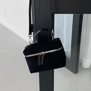 way Square Suede Mini Bag   Mini Tote Bag Crossbody Bag Two-way Bag Handbag