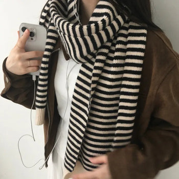Striped Muffler Soft Striped Scarf Unisex