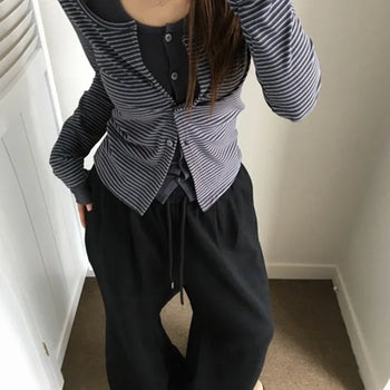 *Layered* Peach Stripe Cardigan