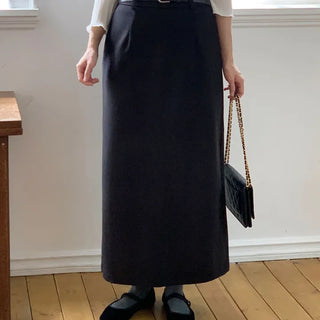Thick Wool H-Line Long Skirt