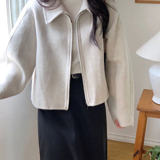Premium 100% Wool Collared Handmade Short Coat Jacket