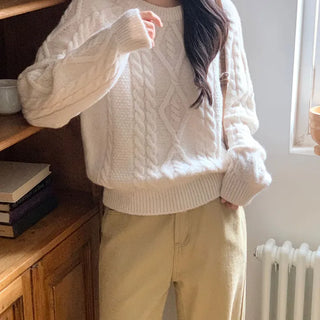 Cozy Cable Knit Round Neck Knit