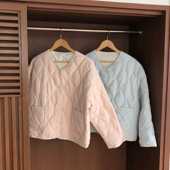 *Cotton candy colors ෆ* Melting warm lightweight padded jacket