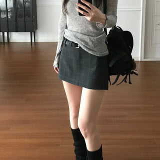 More Check Wrap Skirt (2 colors)