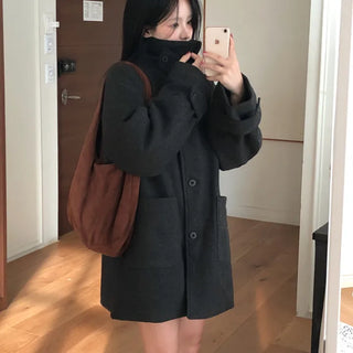 *Quilted Lining / Goddess of Atmosphere* After High-Neck Tab Quilted Collar Half Coat