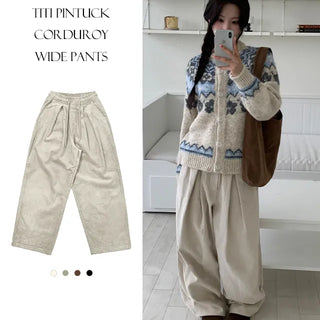 TT Pintuck Corduroy Wide Pants