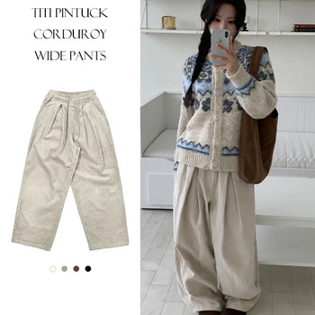 TT Pintuck Corduroy Wide Pants