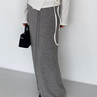 Knit maxi skirt   Loose fit autumnwinter long skirt, elastic waistband skirt, H-line skirt