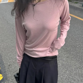 Striped raglan long-sleeve shirt