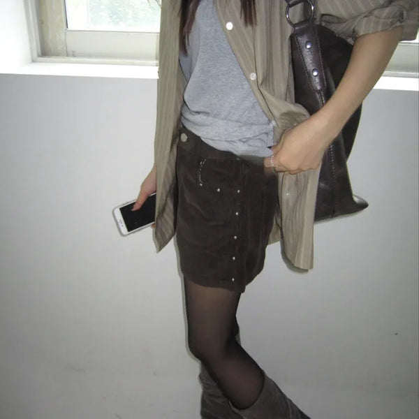 Corduroy Studded Shorts
