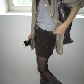 Corduroy Studded Shorts